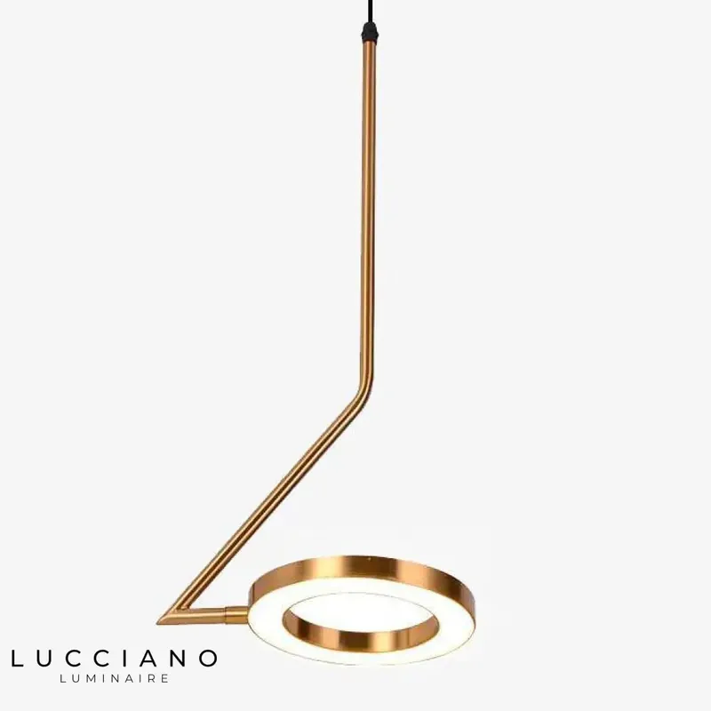 Lampe LED ronde dorée suspendue