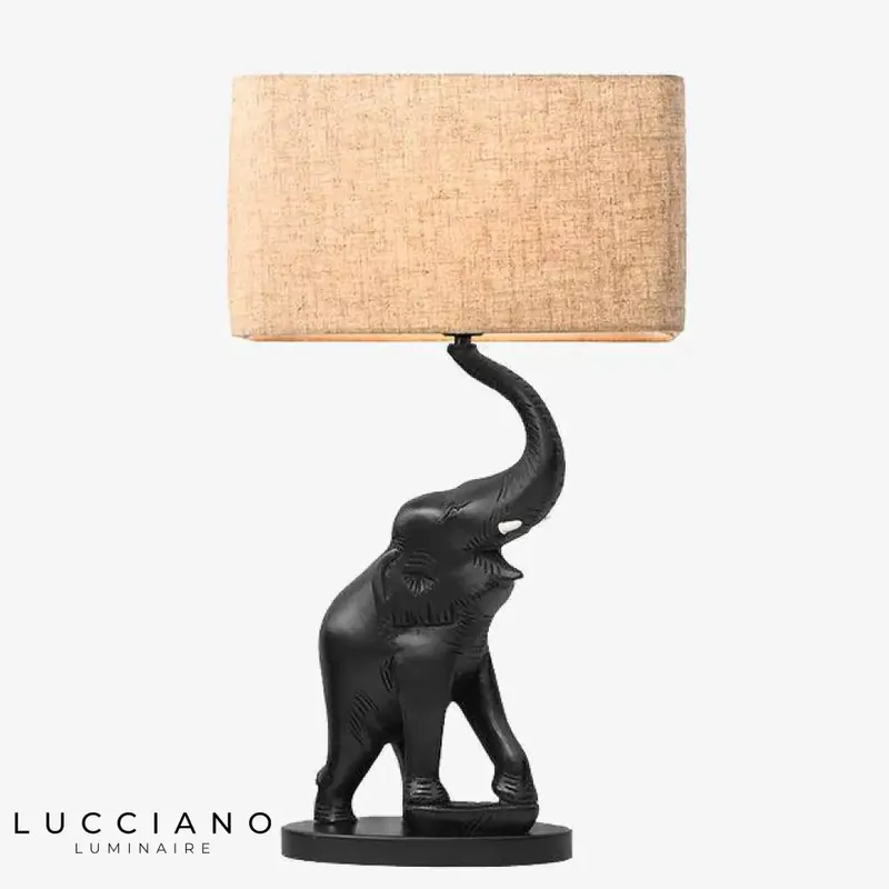 Lampe éléphant résine avec abat-jour