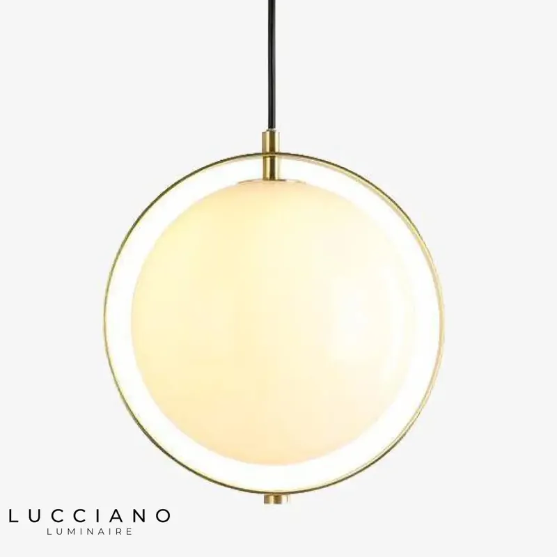 Suspension LED verre boule dorée