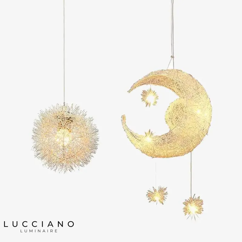 Suspension LED Lune et Étoile
