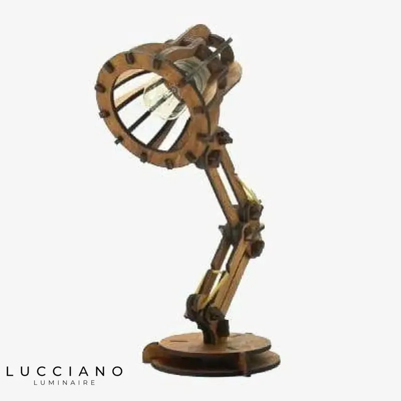 Lampe de Bureau en Bois Rustique