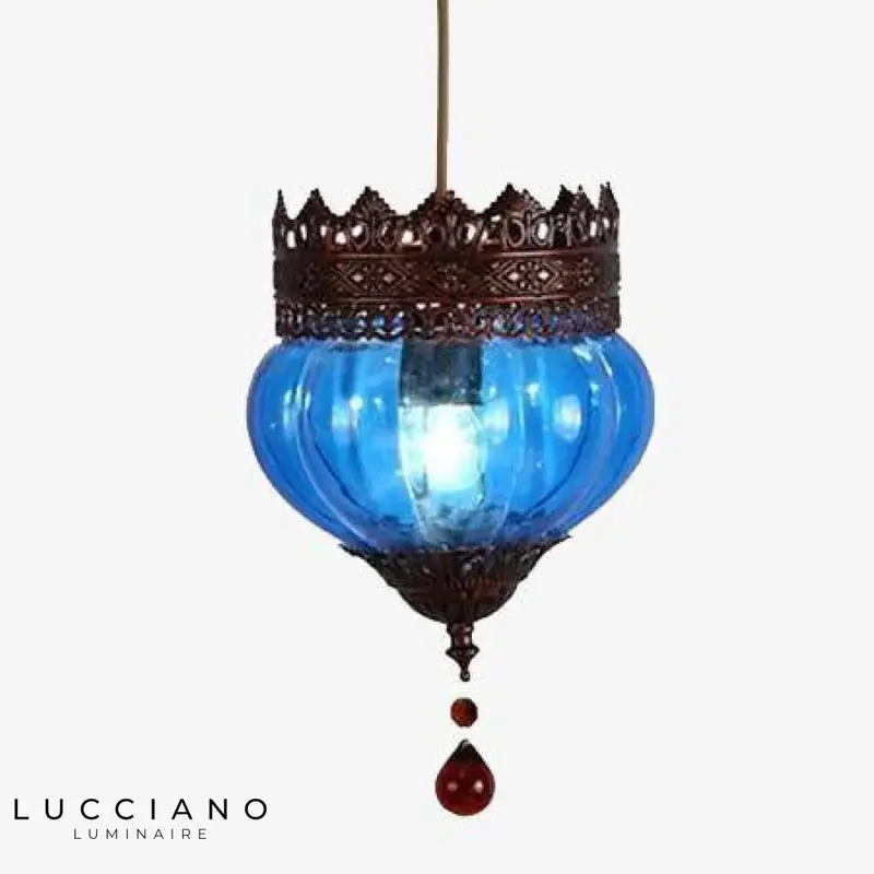 Lustre LED rustique verre et métal.