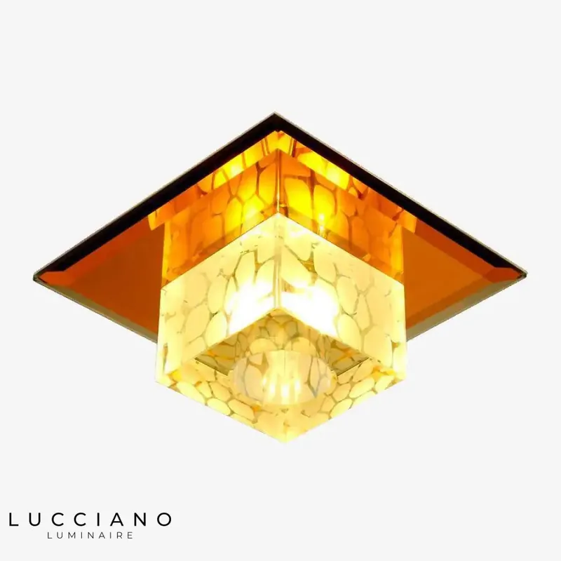 Plafonnier LED cristal cubique chrome