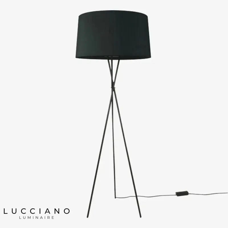 Lampadaire trépied abat-jour noir Nordic