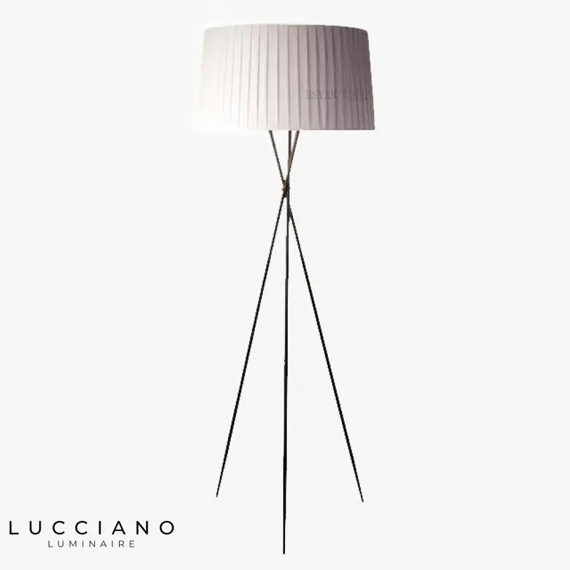 Lampadaire pieds croisés tissu blanc Nordic