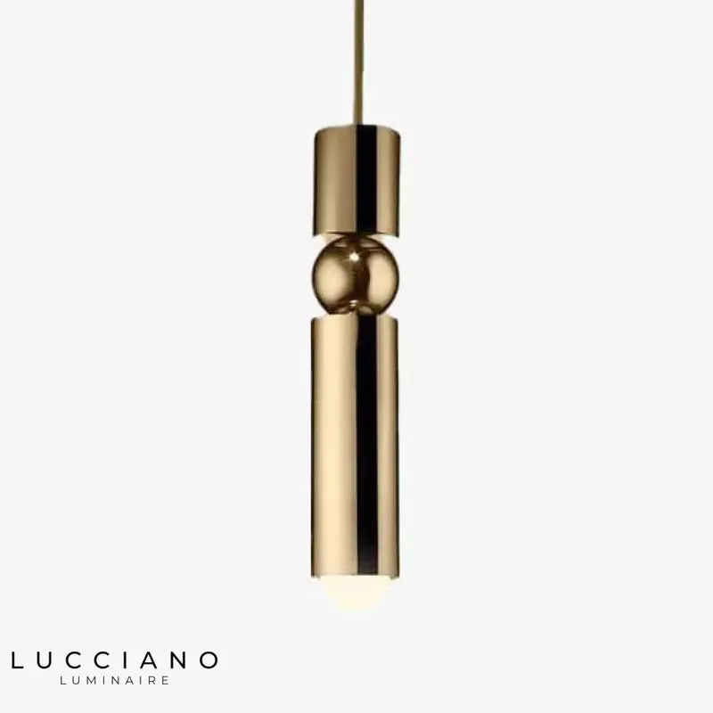 Suspension LED tube doré avec boule