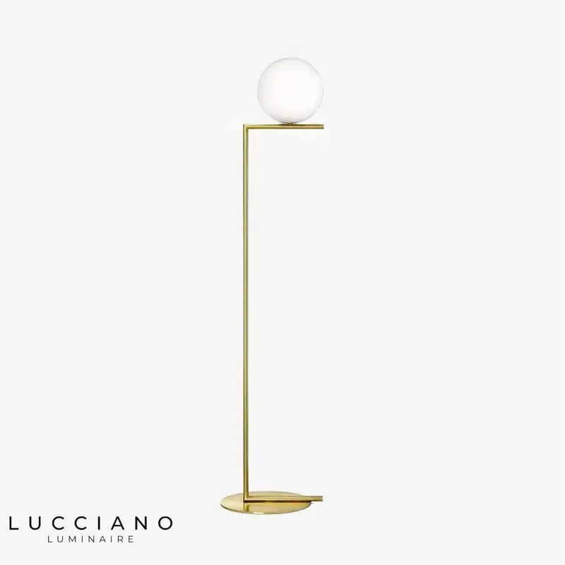 Lampadaire LED Doré avec Sphère Verre