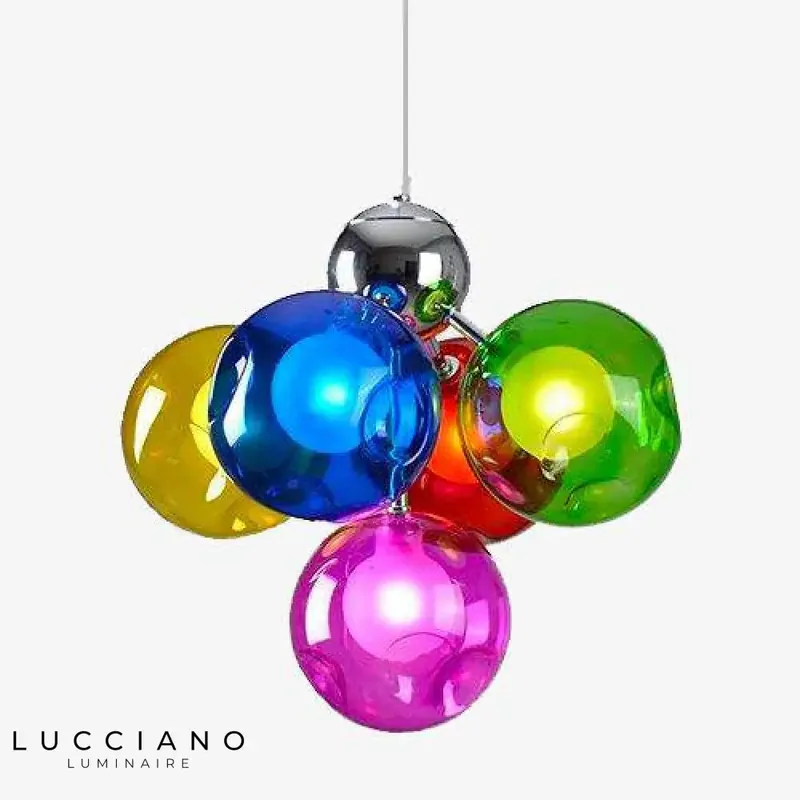 Suspension LED chromée moderne en verre