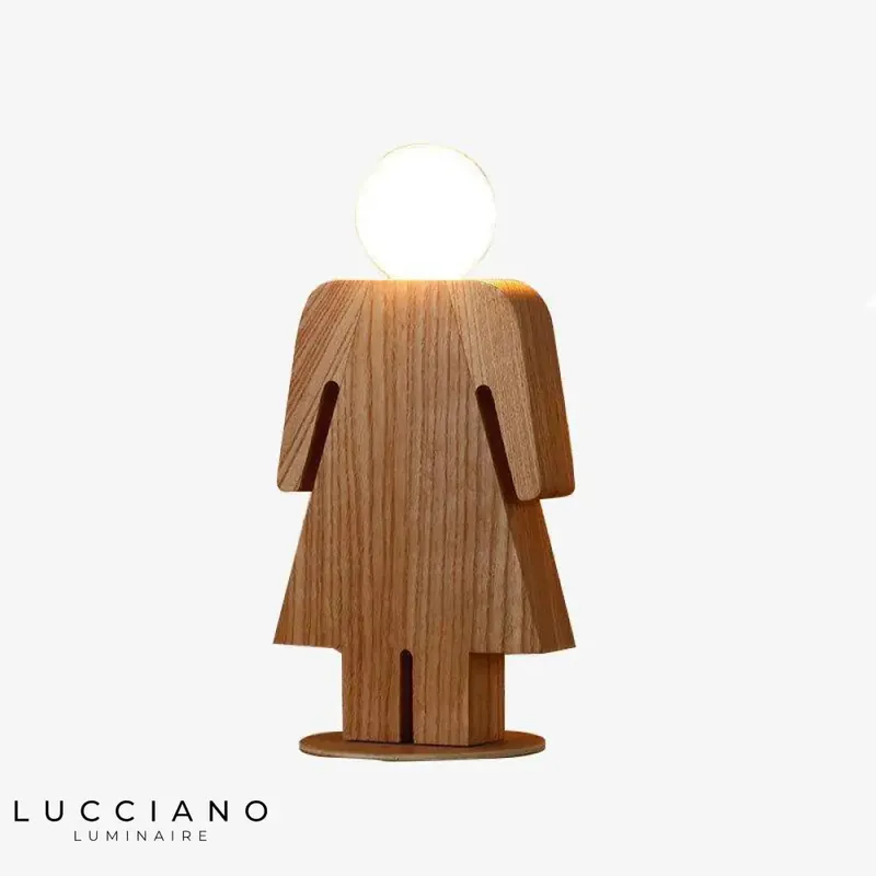 Lampe en bois logo fille