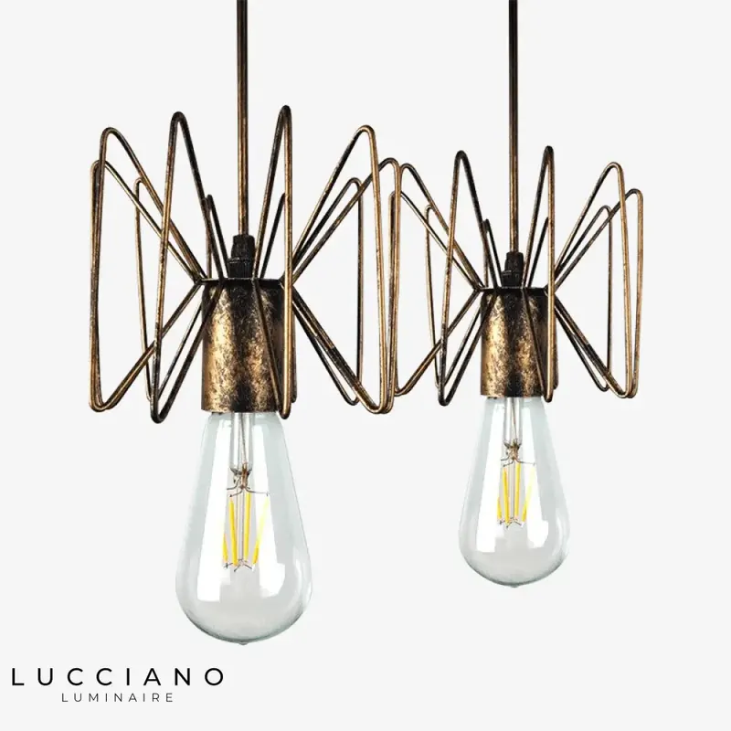 Suspension LED dorée ajustable rétro