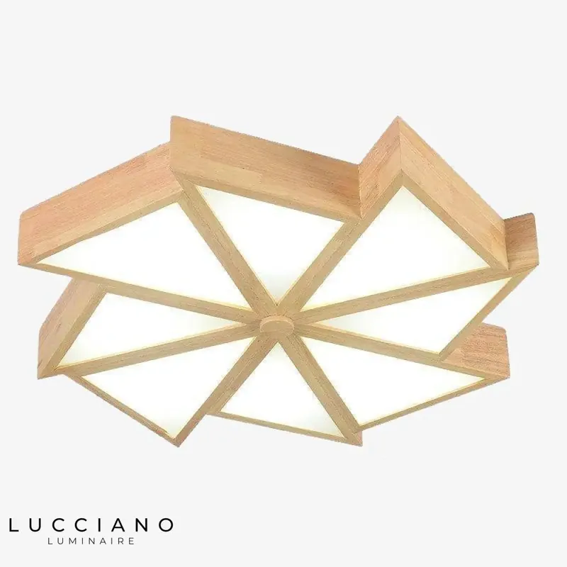 Plafonnier LED bois triangles géométriques