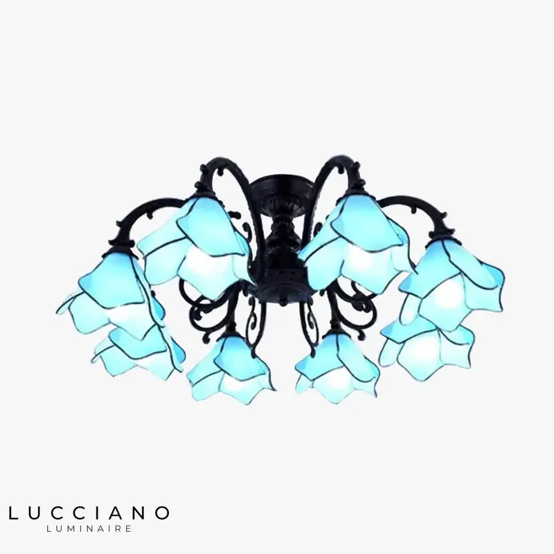 Lustre LED Verre Fleurs Colorées