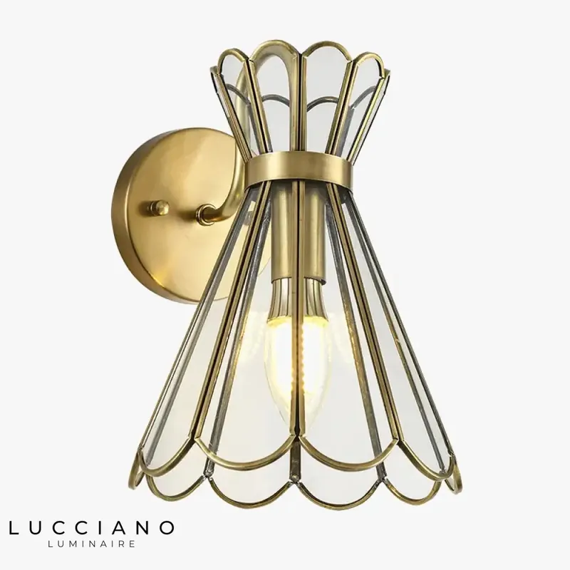 Applique murale LED luxueuse, design cuivré élégant.