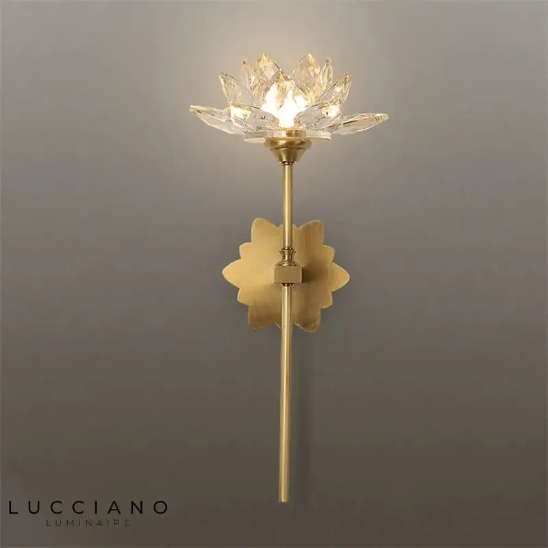 Applique murale LED élégante fleur cristalline.