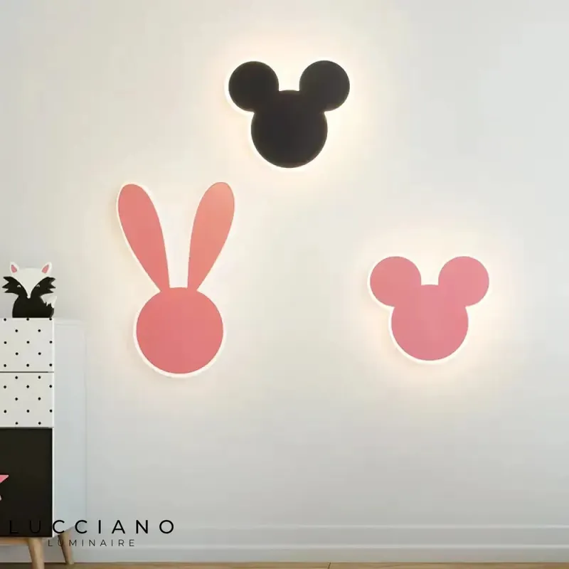 Fille enfant rose lapin lumineux déco chambre