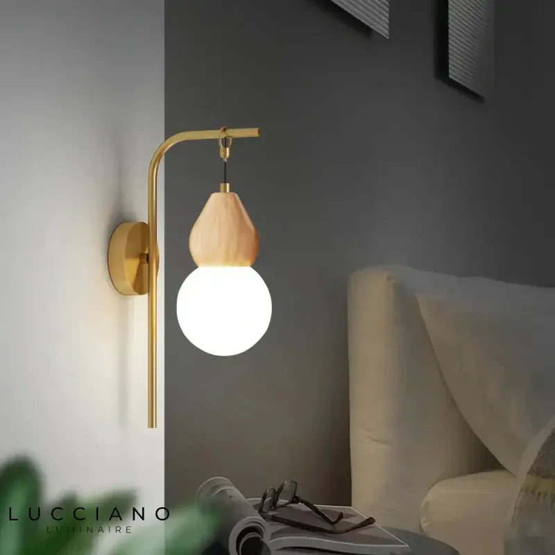 JMZM Style chinois lampe applique rustique chêne