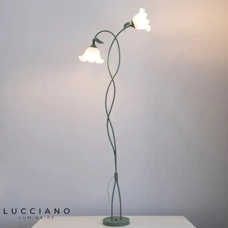 Lampadaire Style Vintage Fleur Verre