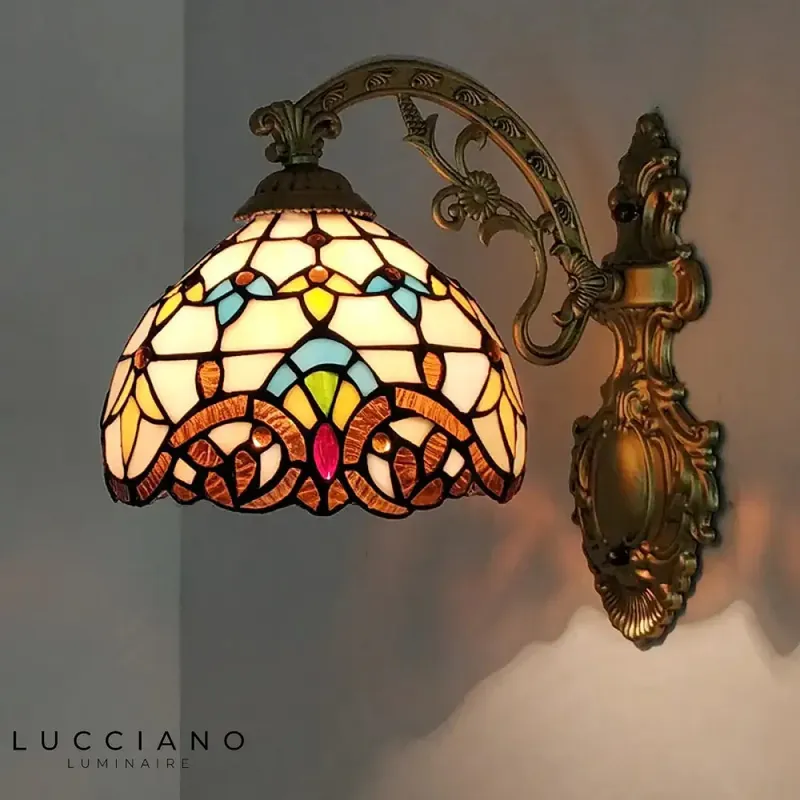 Applique murale artisanale vitrail Art nouveau