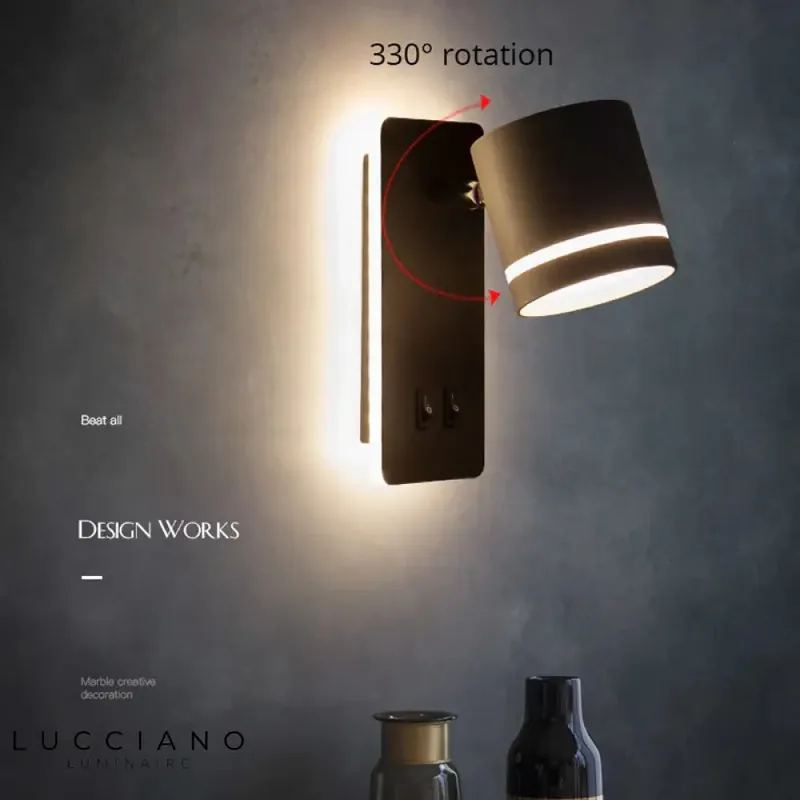 Applique murale nordique design rotatif élégant LED