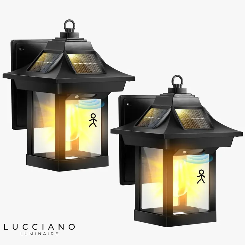 Applique murale lanternes solaires lumineuses extérieures sécurisantes.