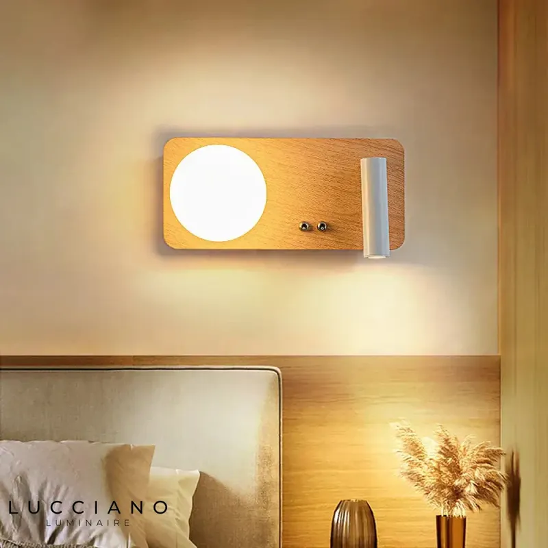 Applique murale led bois original ambiance zen