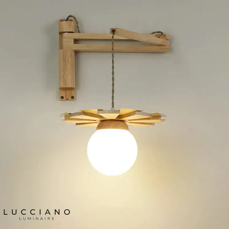 applique murale suspendue scandinave luminaire bois