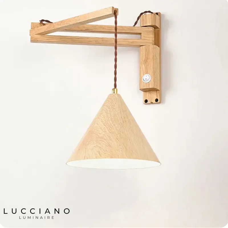 Applique murale en bois LED pliable style orient lumineux élégant