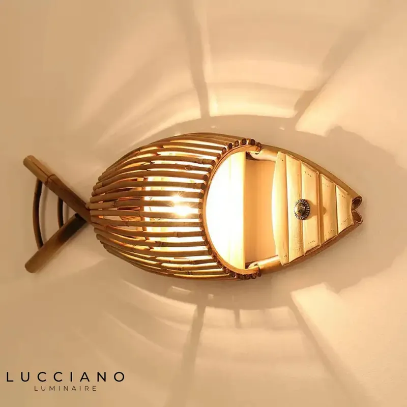 Applique murale design décorative poisson bois artisanal chic