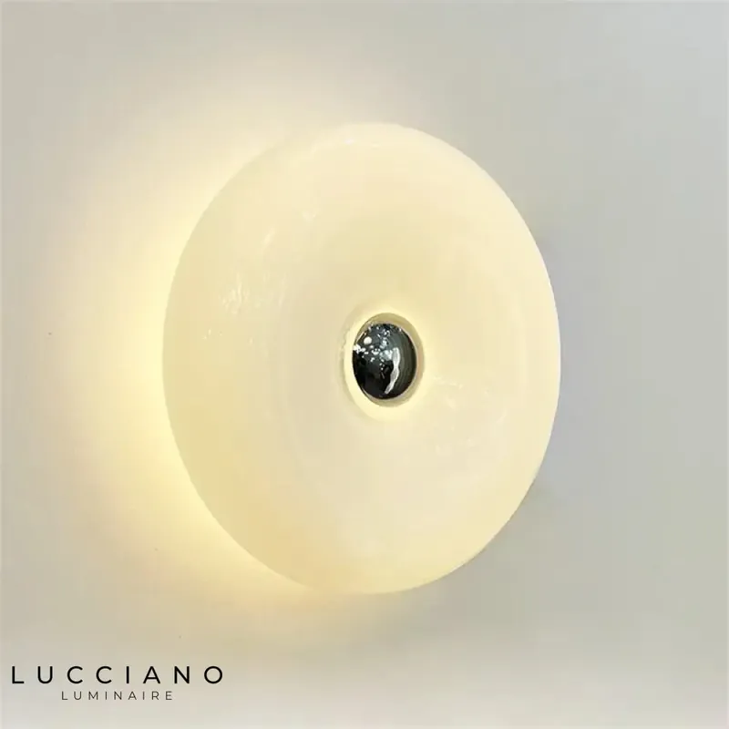 Applique murale beige en verre scandinave rond sucré