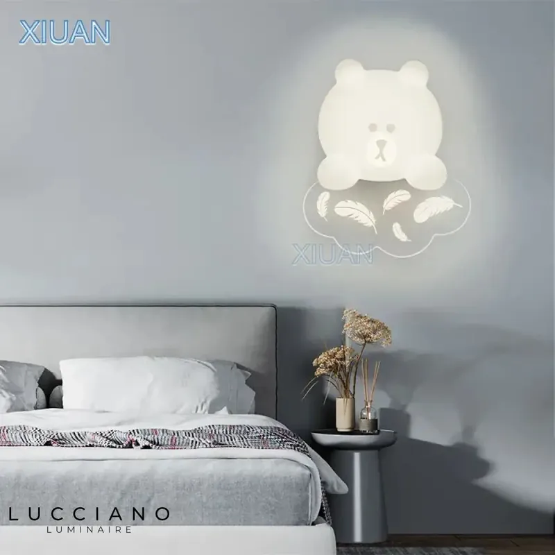 Applique murale design ours blanc lumineux chambre douce