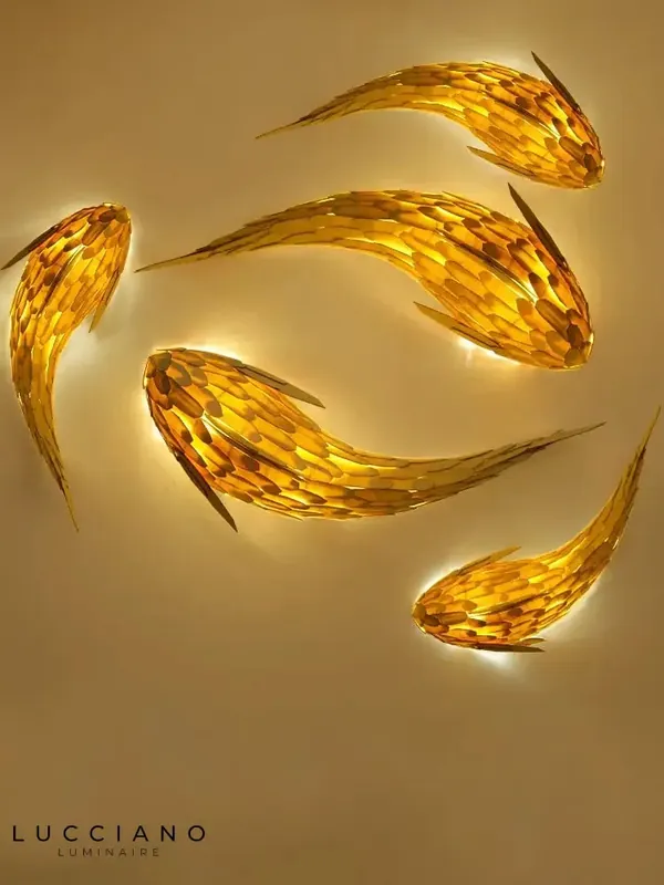 Applique murale  dorée LED bambou nordique artisanale