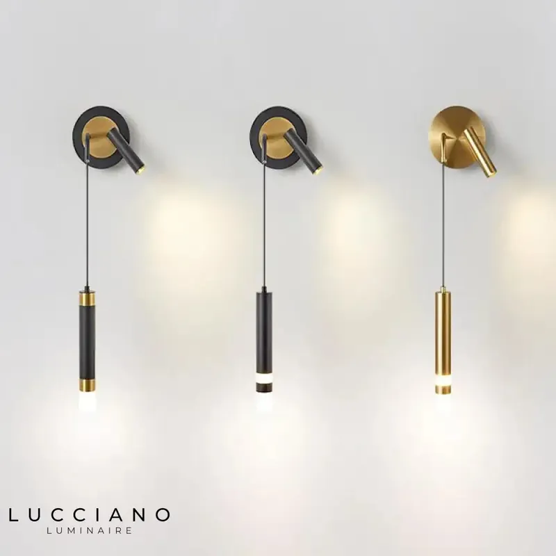Applique murale dorée LED élégante avec projecteur pivotant lumineux