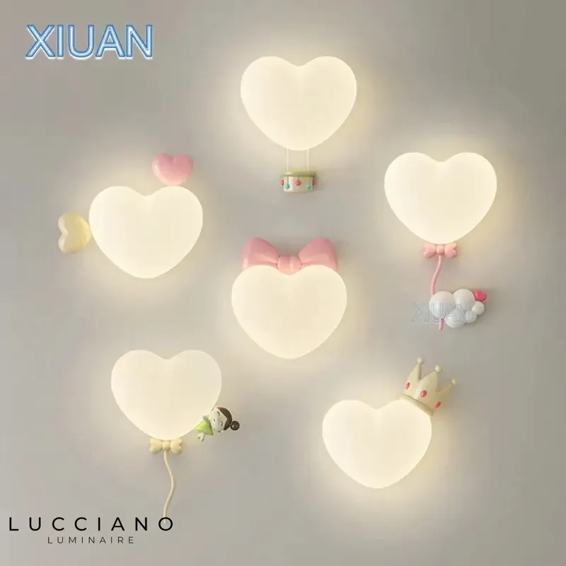 Applique murale blanche LED coeur doux lumineux