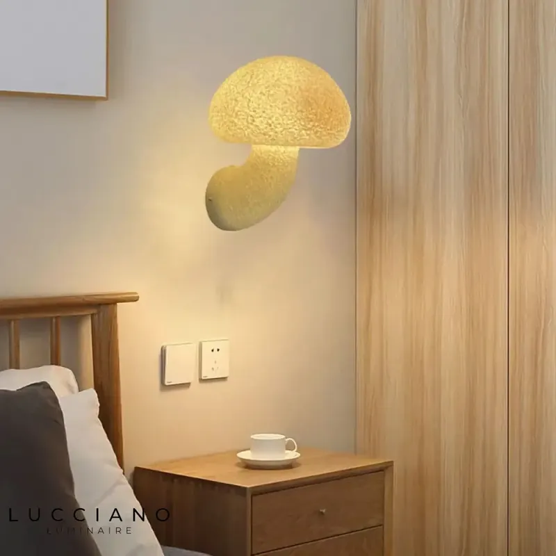 Applique murale design blanc créative avec champignon lumineux