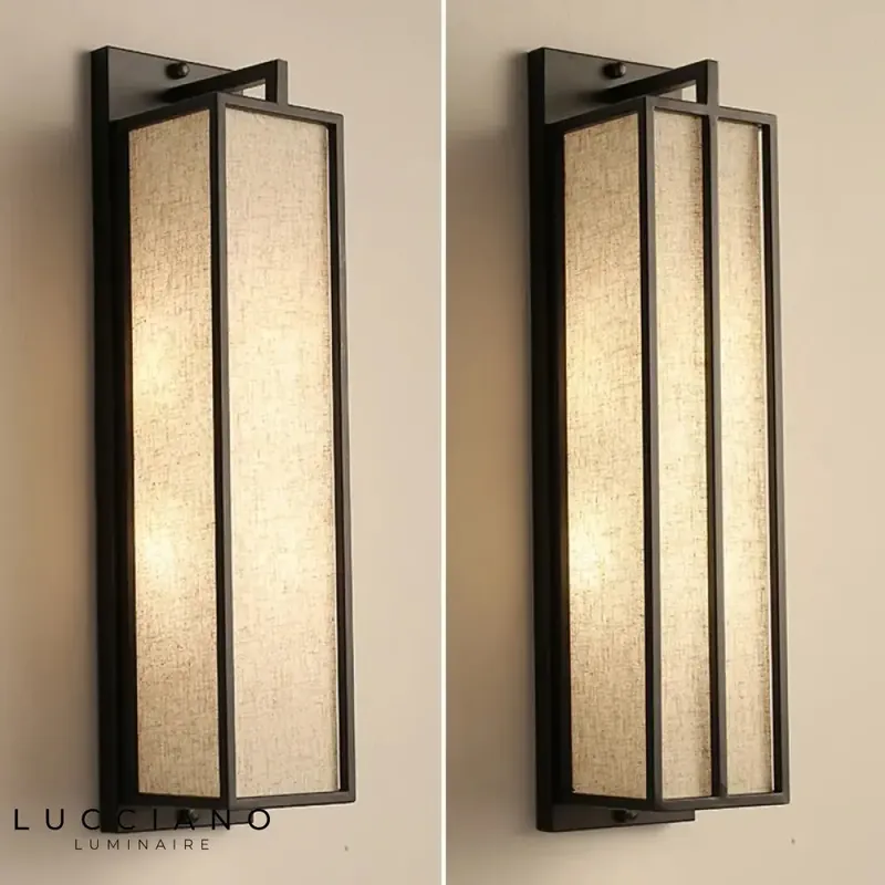 Applique murale noire design LED simple lanterne élégante traditionnelle