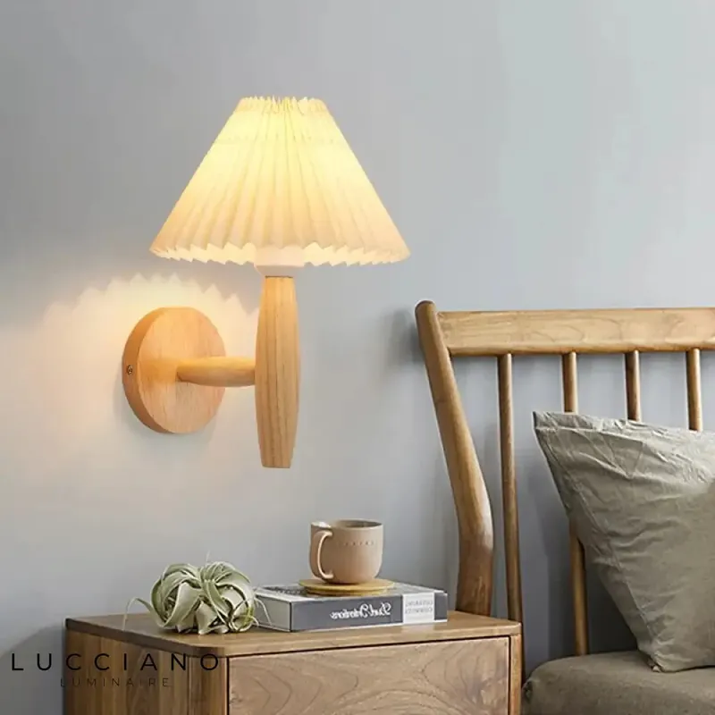 Applique murale beige en bois massif design contemporain
