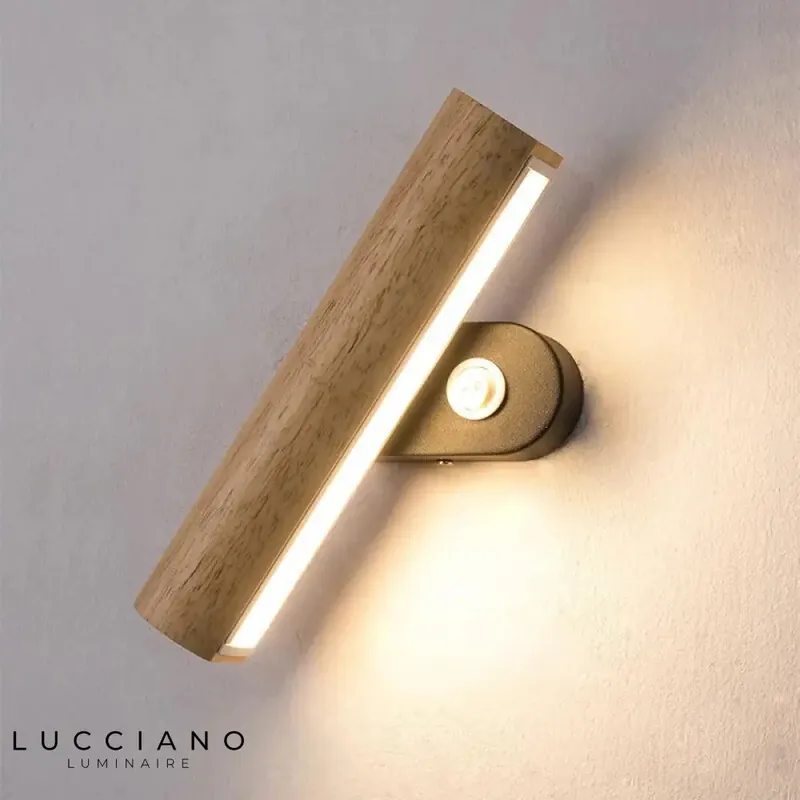 Applique murale LED Rotatives bois design dorée