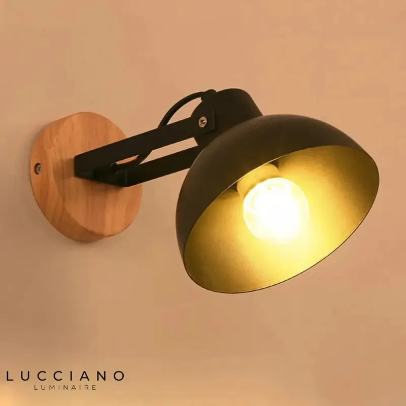 Applique murale noire design scandinave bois élégant