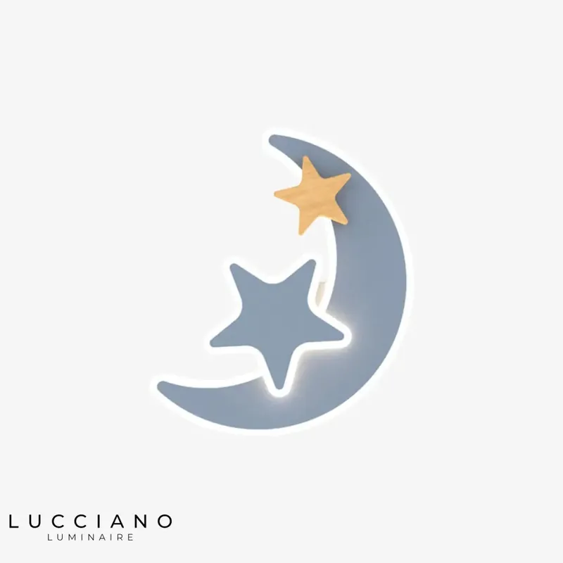 Applique murale bleue moderne décorative lunaire enfantine élégante