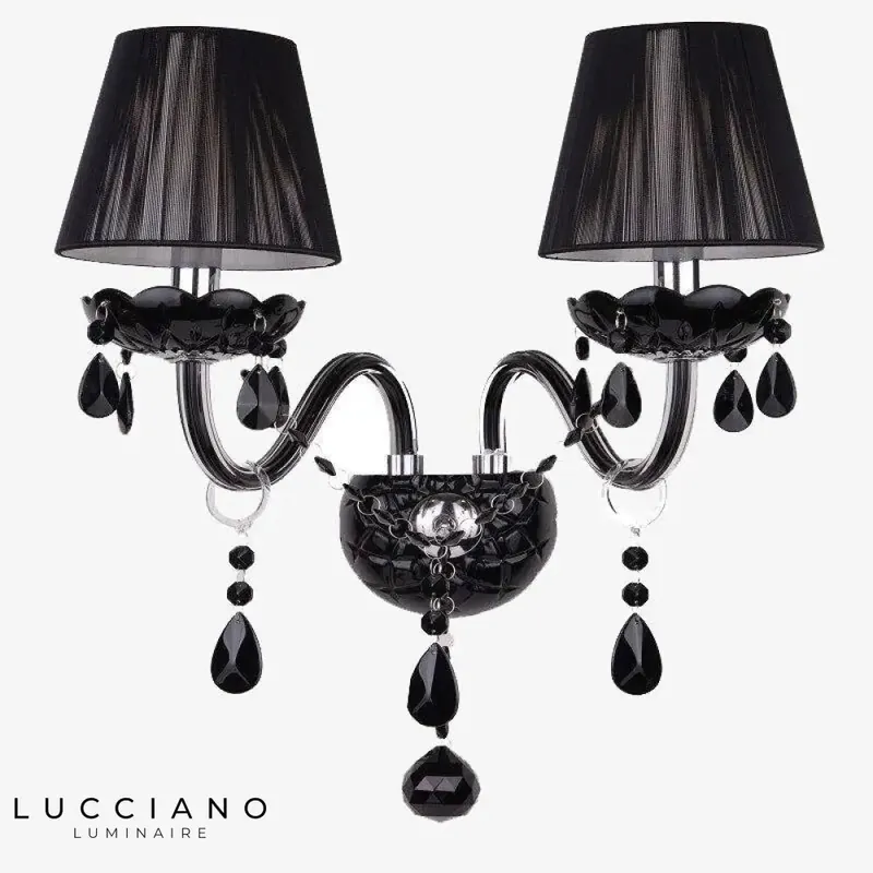 Applique murale noire rétro élégante luminosité cristalline design
