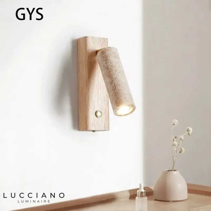 Applique murale led rotative en bois brut design
