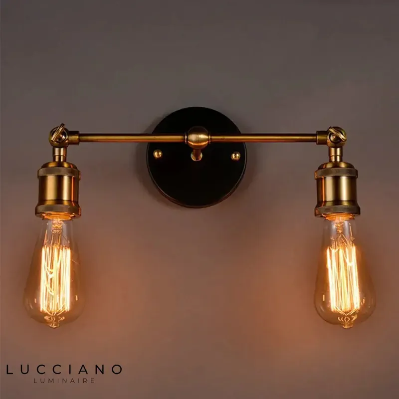 Applique murale Double Élégante Lampe Vintage Cuivrée