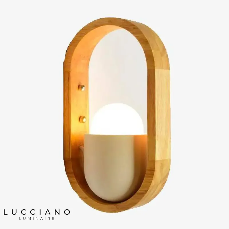 Applique murale en bois arrondi chic design lumineux