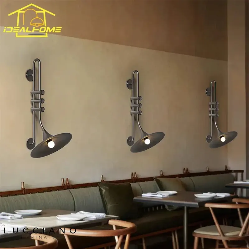 Applique murale led saxophone vintage industriel charme