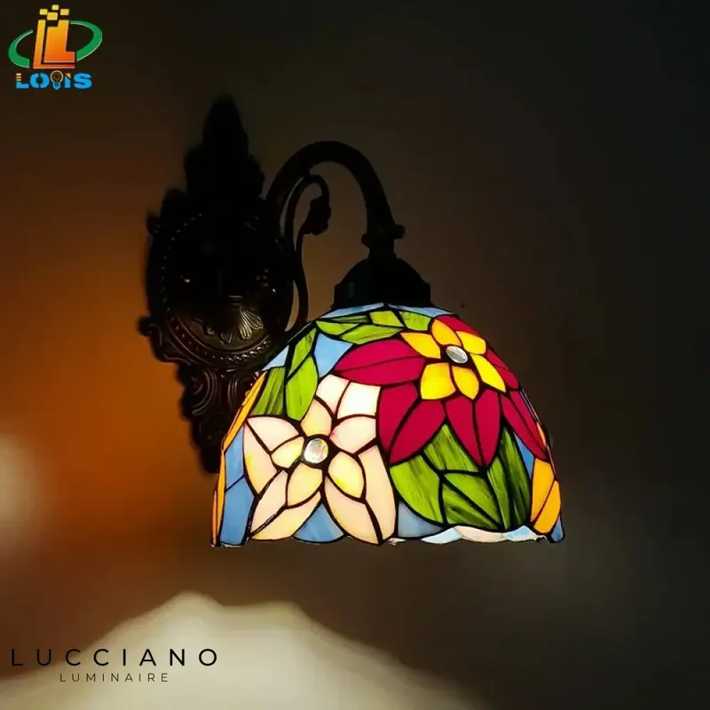 Applique murale tiffany bronze élégante luminaire antique