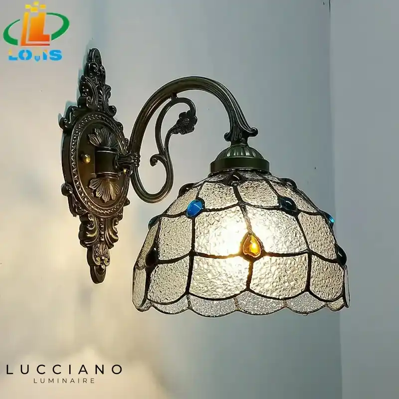 Applique murale nordique vitrail Art nouveau paon