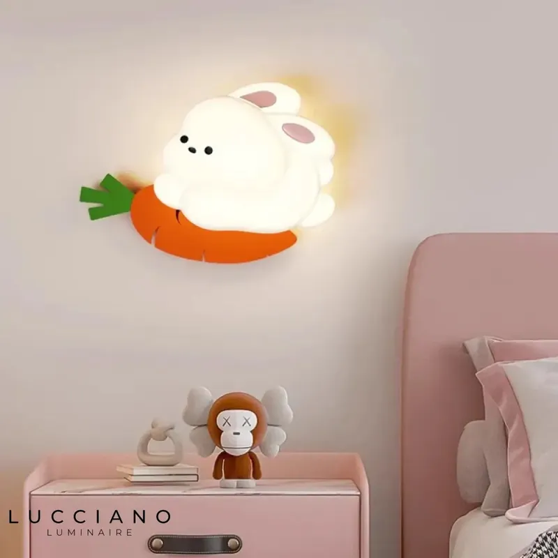Applique murale lapin doux lumineux délicat.