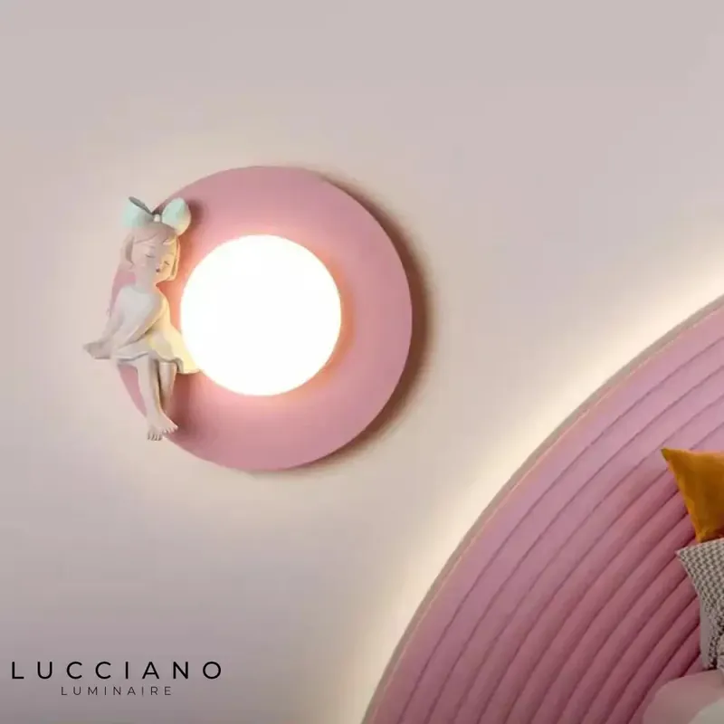 Applique murale lumineuse rose pastel design.
