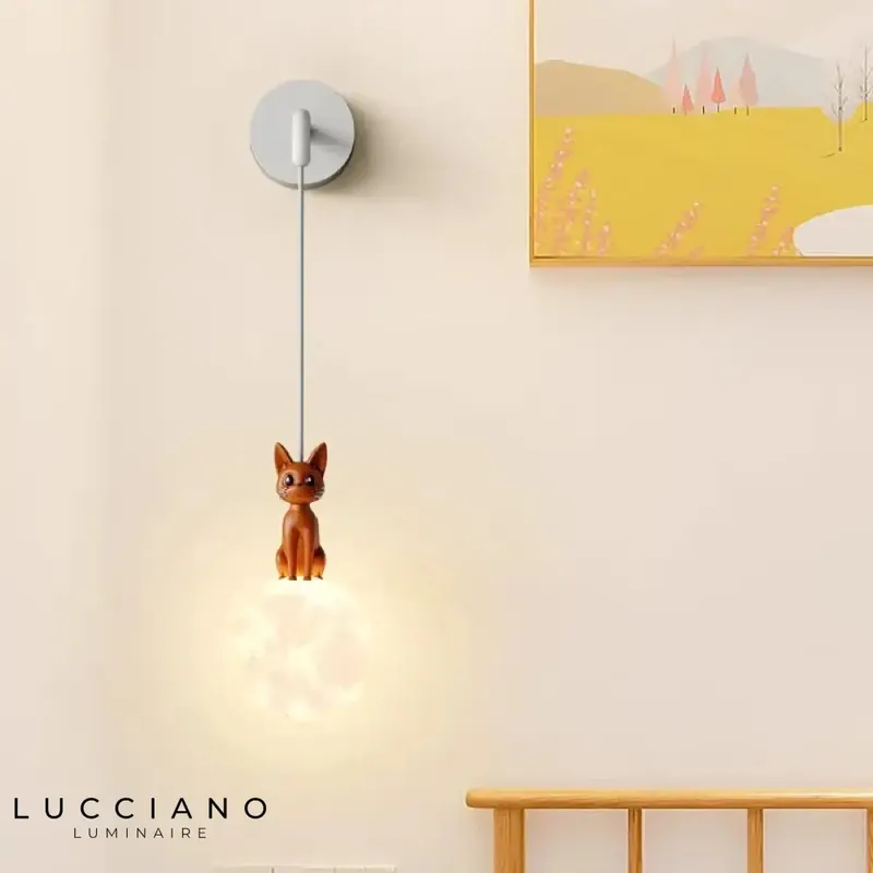 Applique murale LED chat, déco tendance enfant.