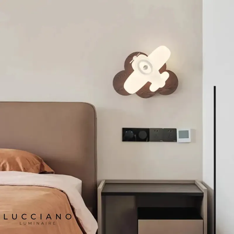 Applique murale hélicoptère vintage bois chambre